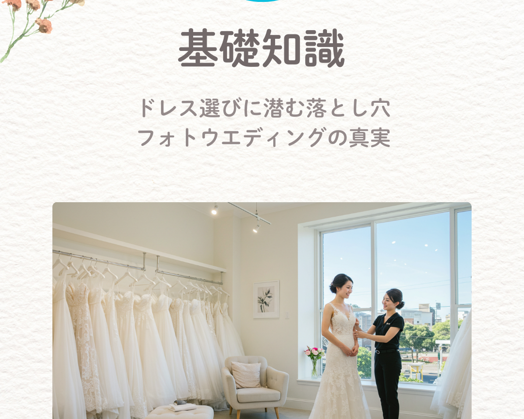 基礎知識：ドレス選びに潜む落とし穴：フォトウエディングの真実