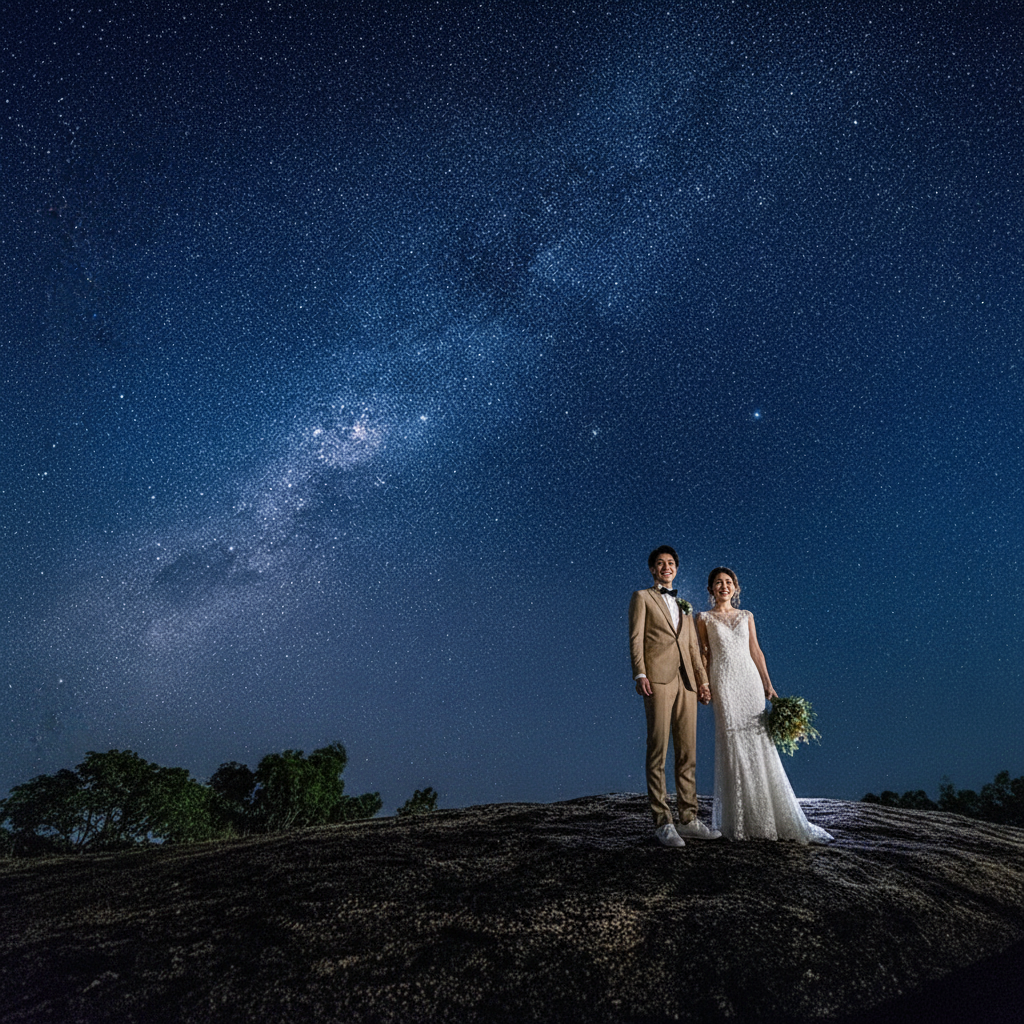 ビーチ＆星空ウエディングフォトプラン｜ドレス日本試着＆現地レンタル（6月〜9月期間限定）